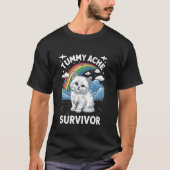 腹痛サバイバー猫 Tシャツ (正面)