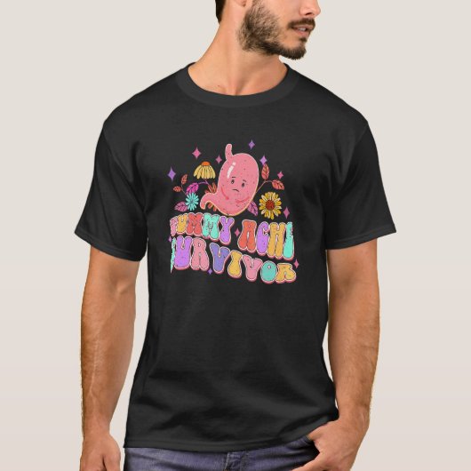 腹痛サバイバー おなかの痛い人向け メンズ レディース Tシャツ (正面)
