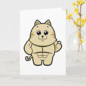 腹筋が割れたボディビルダーとしての猫 カード (黄色い花)