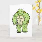 腹筋が割れたボディビルダーのようなカメ カード (黄色い花)