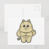 腹筋が割れた猫のボディビルダー ポストカード (正面/裏面)