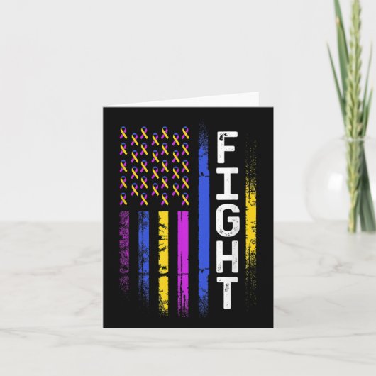 膀胱がんフラッグ紫色の黄色いリボン戦争 カード (正面)