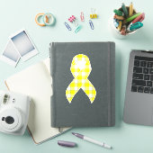 膀胱がん啓発チェック柄イエローリボン シール (iPadカバー)