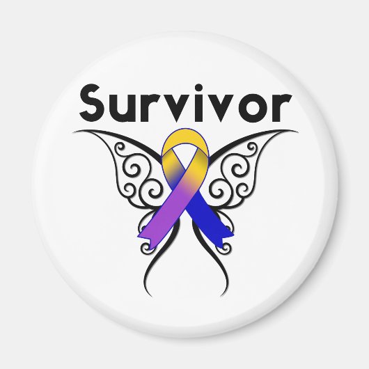 膀胱がん蝶タトゥーリボン マグネット (正面)