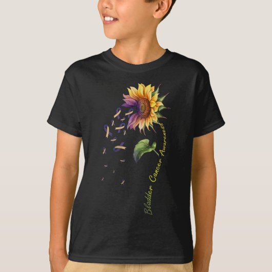 膀胱がん認識度ひまわりシャツ Tシャツ (正面)