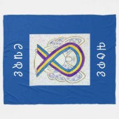 膀胱がん認識度リボンアートチェモブランケット フリースブランケット (正面(横))