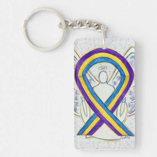 膀胱がん認識度リボンエンジェルキーチェーン キーホルダー (正面)