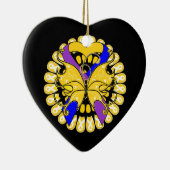 膀胱癌の蝶ハートのリボン セラミックオーナメント (右)