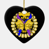 膀胱癌の蝶ハートのリボン セラミックオーナメント (裏面)
