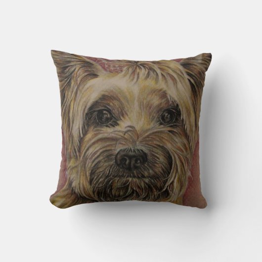 膚触りがよい幸せなヨークシャーテリアのかわいいスケッチ クッション (正面)