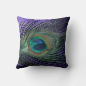 膚触りがよい紫色の孔雀の羽の静物画 クッション (裏面)