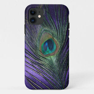 膚触りがよい紫色の孔雀の羽 iPhone 11 ケース
