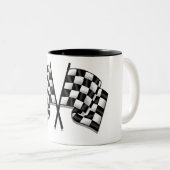 膚触りがよい見るMotorsport chequered旗のギア ツートーンマグカップ (正面右)