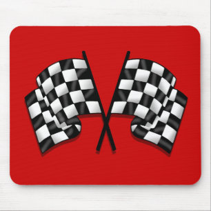 膚触りがよい見るMotorsport chequered旗のギア マウスパッド