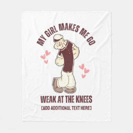 膝で弱いポパイおもしろいバレンタインデー フリースブランケット