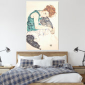 膝に頭を付けた着席した女性 キャンバスプリント (インサイチュ (寝室))