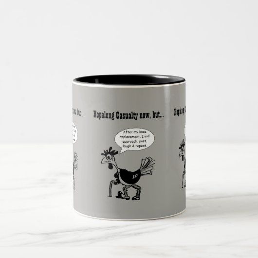 膝の取り替えの外科-おもしろいの引用文 ツートーンマグカップ (中央)