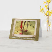 膝の手術がもうすぐピンクフラミンゴになる カード (黄色い花)