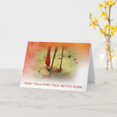 膝の手術がもうすぐピンクフラミンゴになる カード (黄色い花)