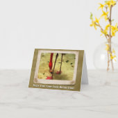 膝の手術がもうすぐピンクフラミンゴになる カード (黄色い花)