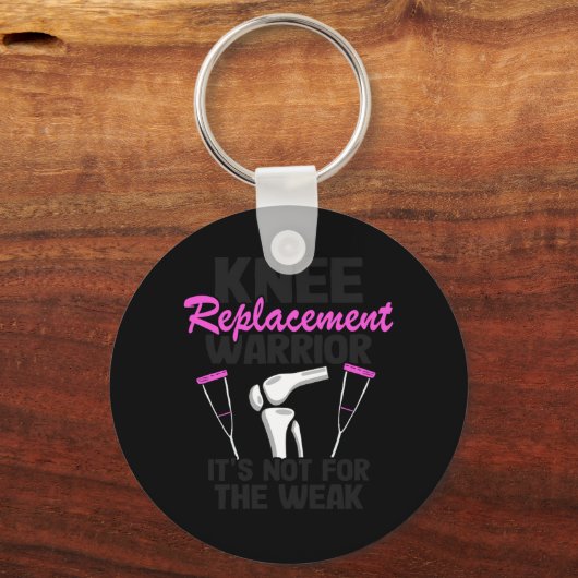 膝置換戦士の女性膝手術おもしろい キーホルダー (正面)