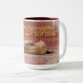 膠着のSpondylitis恐竜のマグではなく ツートーンマグカップ (正面右)