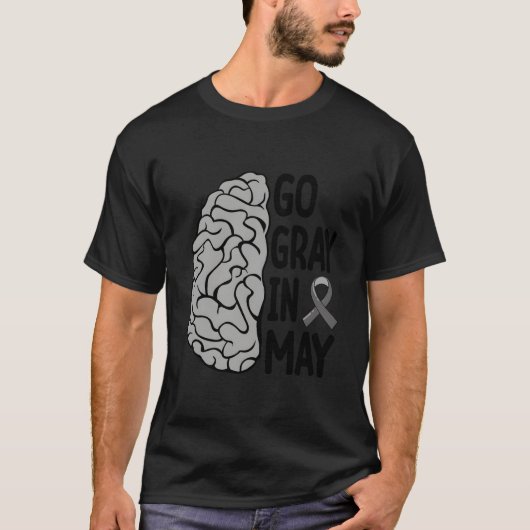 膠芽腫啓発リボン 脳腫瘍 グレーにしよう Tシャツ (正面)