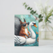 膨らまおもしろいせる白鳥のリス ポストカード (スタンド正面)