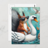 膨らまおもしろいせる白鳥のリス ポストカード (正面/裏面)
