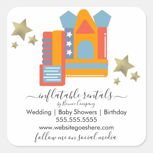 膨らむビジネスバウンスハウススライド スクエアシール (正面)