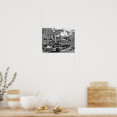 膨らむビリー古ファッションドい蒸気機関車 ポスター (キッチン)