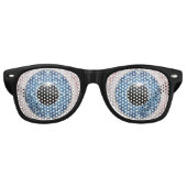 膨らんだおもしろい血走った青い目 レトロサングラス (正面)