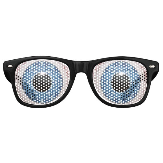 膨らんだおもしろい血走った青い目 レトロサングラス (正面)