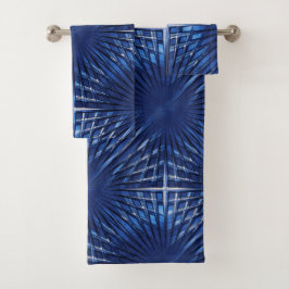 膨らんだか膨らんだ見える派手な青い尖ったグリッド バスタオルセット