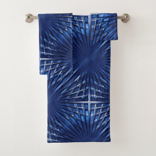 膨らんだか膨らんだ見える派手な青い尖ったグリッド バスタオルセット (インサイチュ)