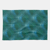 膨らんだ、または膨らんだ感じの緑がかったシアンのグリル キッチンタオル (横)