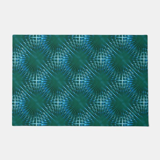 膨らんだ、または膨らんだ見える派手なシアンの尖ったグリッド ドアマット (正面)