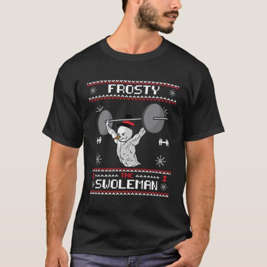 膨れ霜の降りた上がる醜いクリスマスセーターおもしろいS Tシャツ (正面)