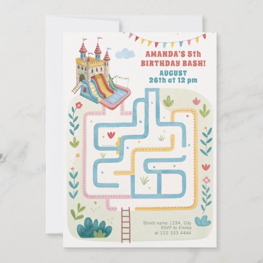 膨張可能なパーティー誕生日 招待状 (正面)