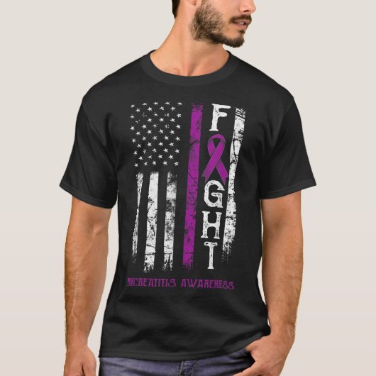 膵炎の戦士アメリカ国旗 Tシャツ (正面)