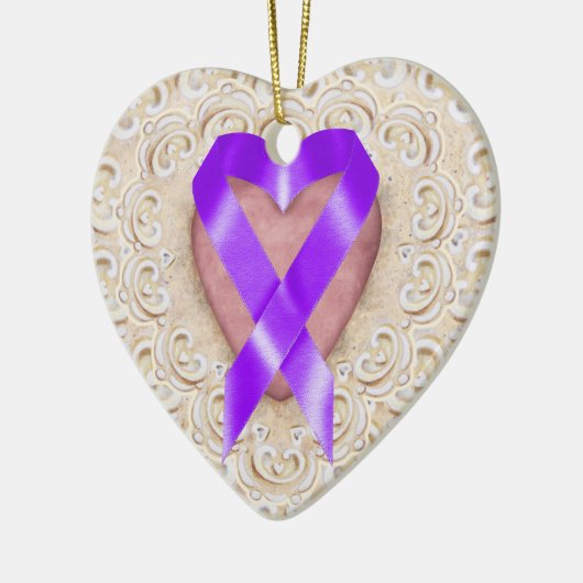 膵臓がんのハート- SRF セラミックオーナメント (左)