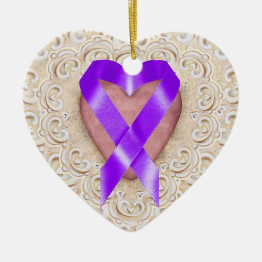 膵臓がんのハート- SRF セラミックオーナメント (正面)