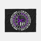 膵臓がんの紫色のリボンを持つ米国国旗 フリースブランケット (正面(横))