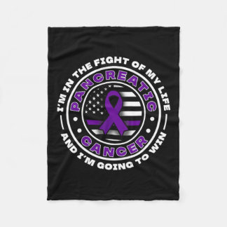 膵臓がんの紫色のリボンを持つ米国国旗 フリースブランケット