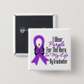 膵臓がんリボン私のヒーロー私の祖母 缶バッジ (正面&裏面)