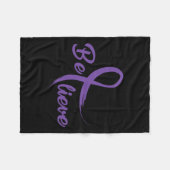 膵臓がん撲滅がんリボン3 フリースブランケット (正面(横))