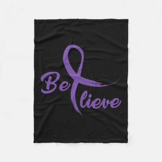 膵臓がん撲滅がんリボン3 フリースブランケット (正面)