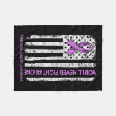 膵臓がん死の旗を独り立てでは戦えない フリースブランケット (正面(横))