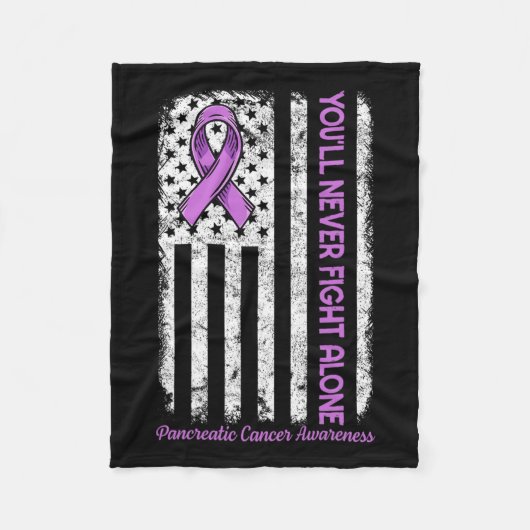 膵臓がん死の旗を独り立てでは戦えない フリースブランケット (正面)