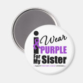 膵臓がん私の妹のための衣服パープル マグネット (正面/裏面)